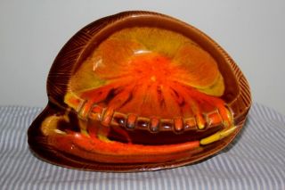 Vintage Orange Drip Ashtray California Pottery Atomic S - 33 Usa Cal Orig 1960s