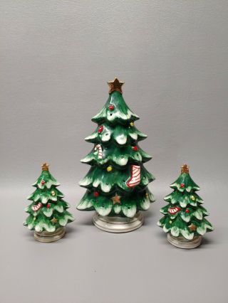 Vintage Lefton Christmas Tree Salt And Pepper Shaker Set,  Hors 