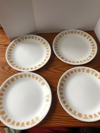 Corelle Dishes Butterfly Gold Small B&b Or Dessert Plates Set Of 4 Vintage