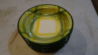 Vernonware Green Yellow Gingham Set Of 9 Dessert Bowls Plaid 5 1/2 "