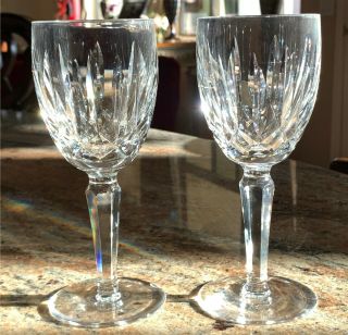 Pair Waterford Crystal Kildare Pattern 6 - 1/2 " Claret Wine Stemmed Glasses