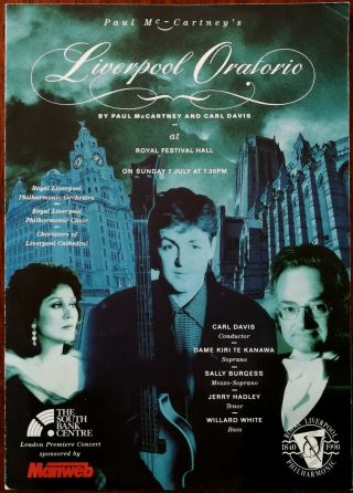 Paul Mccartney’s Liverpool Oratorio Royal Festival Hall Brochure & Booking 1990
