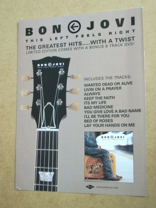Bon Jovi - Greatest Hits - 2003 - Press Advert Poster 29 X 21 Cm