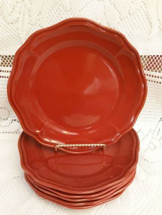 Set 5 Better Homes & Gardens Stoneware Simply Fluted - Red 8.  75 " Salad Plates Euc