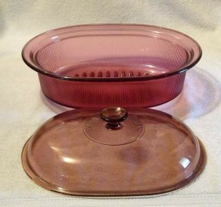 Corning Ware Vision Cranberry 4 Quart V - 34 B 4L Oval Roaster With Lid 2