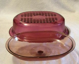 Corning Ware Vision Cranberry 4 Quart V - 34 B 4L Oval Roaster With Lid 3