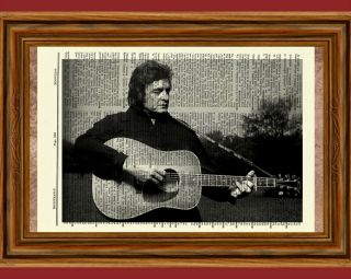Johnny Cash Dictionary Art Print Poster Picture Vintage Book Guitar Portrait