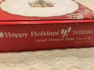 Q137a NIKKO Happy Holidays Salad Dessert Plates Set of 4 NIB Christmas Tree 3
