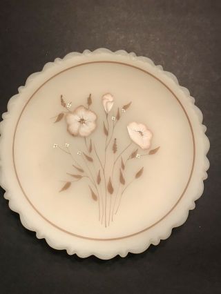 Vintage Fenton Custard Glass Plate Hand Painted Floral Design