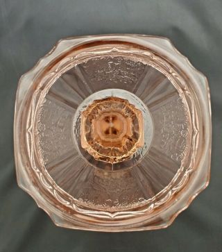 VTG Anchor Hocking Pink Mayfair Open Rose Depression Glass Candy Dish With Lid 5
