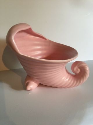 Vintage Camark Art Pottery Pink Cornucopia Planter/vase Seashell Holiday Decor