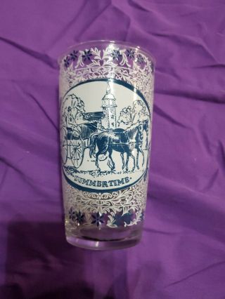 4 Vintage Currier and Ives White/Blue Tumblers 5