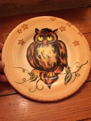 Owl Plate Tabletops Lifestyles Halloween Womderland Hand Crafted Painted