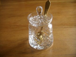 Cut Crystal Preserve/honey Pot With Gold Plated Preserve Spoon.