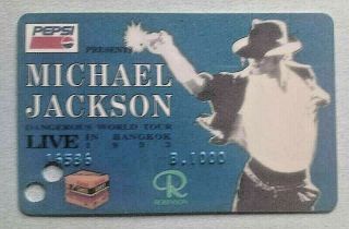 Michael Jackson Live In Bangkok 1993 Ticket Plastic Card Blue Card,  Price 1000b.