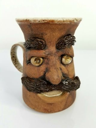 Ugly Face Pottery Mug 3d Teeth Hand Crafted Mug Cup Signed Vintage