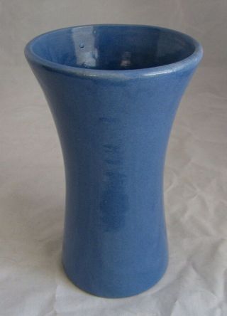 Vintage Uhl Pottery Matt Blue 8 1/4 Inch Vase,  Huntingburg,  Indiana