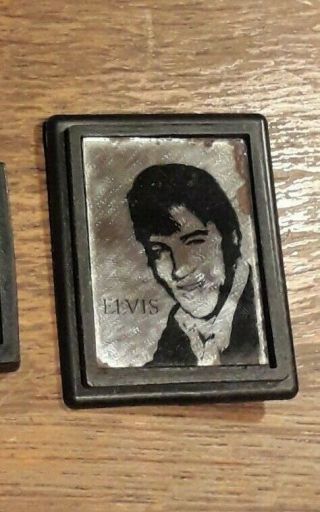 Vintage 1970`s Uk Elvis Presley Two Inch Mirror Pin/badge Plastic Frame