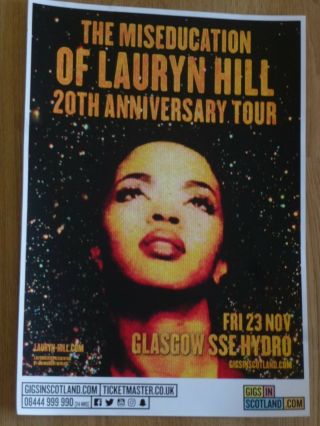 Lauryn Hill Live Music Memorabilia Glasgow Nov.  2018 Show Tour Concert Gig Poster