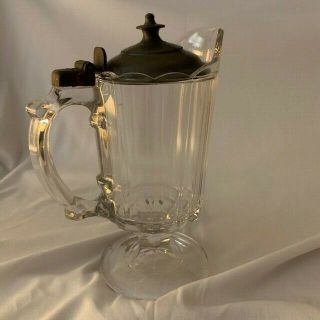 Antique Vintage Glass Syrup Pitcher with Metal Top 3