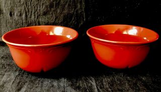 2 Pfaltzgraff Winterberry Ruby Red 6” Cereal/ Soup Bowls Vgc