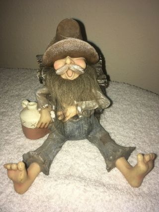 Vintage Hillbilly Resin Figurine Sacked Out With Moonshine Jug Wall Or Tabletop