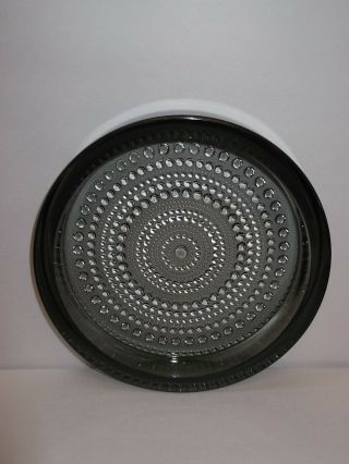 Nuutajarvi Retro Grey/Green Glass Dish/Candle Holder in Kastehelms Pattern 3