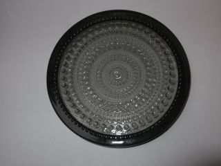 Nuutajarvi Retro Grey/Green Glass Dish/Candle Holder in Kastehelms Pattern 4