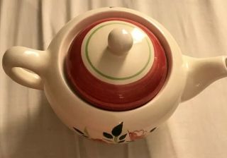 Vintage STANGL Pottery WILD ROSE Teapot 11 - 7 - 7” 3