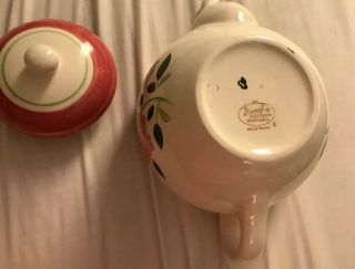 Vintage STANGL Pottery WILD ROSE Teapot 11 - 7 - 7” 4