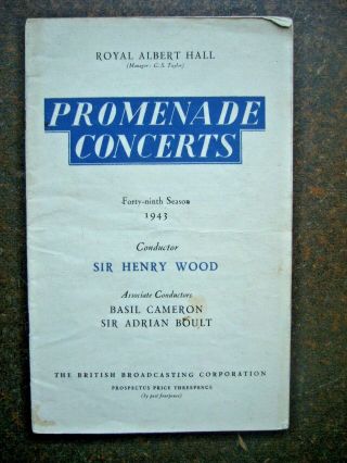 Bbc Proms Prospectus 1943 Royal Albert Hall 49th Season Ww2