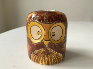 Vintage Mid Century Eduardo Vega Pottery Signed Ceramic Owl Vase Cuenca Ecuador