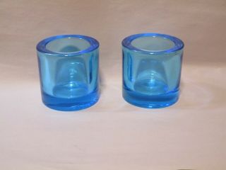 2 Iittala Glass " Kivi " Candle Holder Or Votive Finland Marimekko - Sky Blue