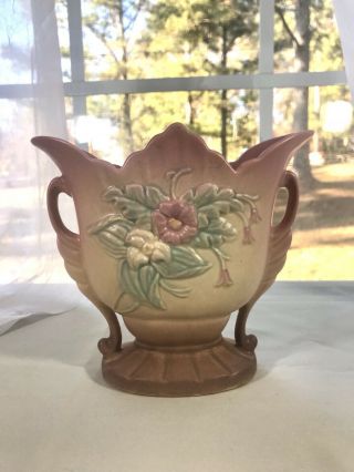 Hull Pottery Vase 60 6 1/4 Art Deco Wildflower Pink Mauve Brown Has Repair