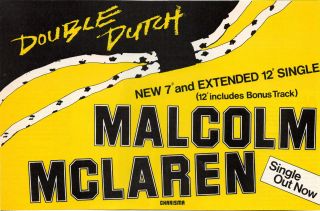 Malcolm Mclaren - Double Dutch - Poster / Advert - 20.  4cm X 13.  3cm