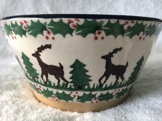 Nicholas Mosse Pottery Small Angled Bowl 5.  75x3” Ireland Reindeer Christmas
