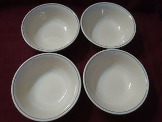 4 Corelle Soup Cereal Bowls " First Of Spring " Blue Rim Euc
