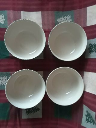 Folk Craft HOLIDAY PINES Soup Bowls Set of 4 Tieshen Green Sponge Pattern 2
