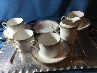 9 Pc Tea Set - Vintage Noritake China " Blossom Mist Pattern " 3787 4 Set Creamer