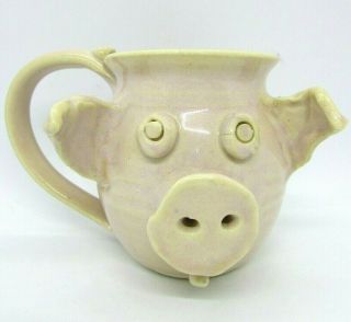 Bybee Pottery? Pink Pig,  Hand Thrown And Applied Cup Mug