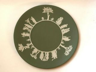 Vintage Wedgwood Sage Green Jasperware Plate 9.  5 "