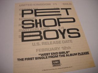 Pet Shop Boys West End Girls 1st Single From Please 1986 Music Biz Promo Advert