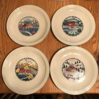 Vintage Studio Nova Set Of 4 All Seasons 10 7/8 " Dinner Plate Set Rare