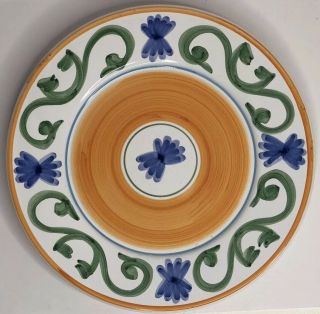 Williams Sonoma Hand Painted Italy Yellow Blue Green 11” Dinner Plate Wso67