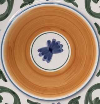 Williams Sonoma Hand Painted Italy Yellow Blue Green 11” Dinner Plate WSO67 2
