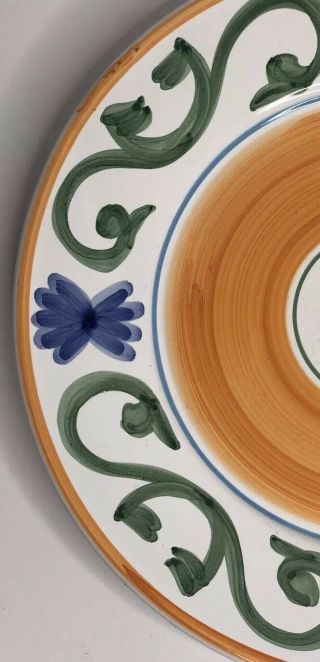 Williams Sonoma Hand Painted Italy Yellow Blue Green 11” Dinner Plate WSO67 3