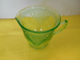 Vintage Depression Glass Green Georgian Lovebirds Creamer Guc