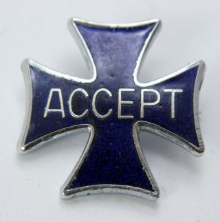 Accept Cross Enamel Badge - Vintage Accept Blue Pin Badge Metal