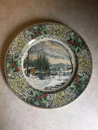 Adams England Winter Scenes Plate N.  Currier Winter In The Country