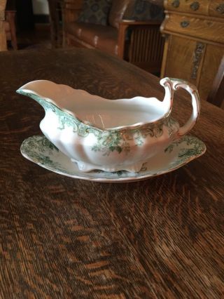 John Maddock & Sons Majestic Green Gravy Boat And Underplate